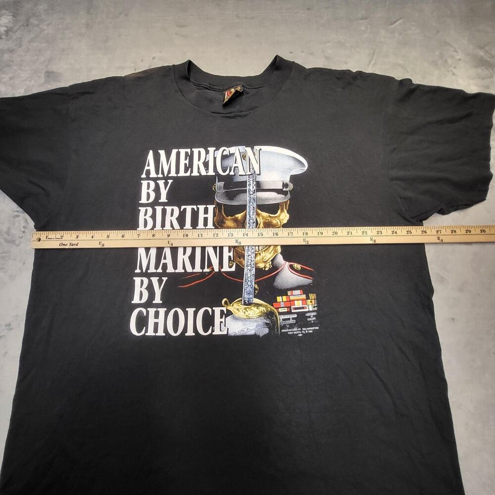 Vintage Marines 3D Emblem Shirt Mens 2XL Black Graphic Tee Single Stitch 90s - Picture 9 of 11